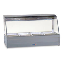 Roband Curved Glass Hot Food Display Bar, 8 pans double row with roller doors