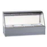 Roband Curved Glass Hot Food Display Bar, 6 pans double row with roller doors