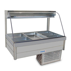 Roband Curved Glass Refrigerated Display Bar, 12 pans