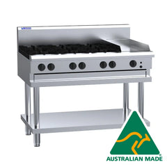 LUUS 6 Burner Cooktop with 300mm Wide Griddle Plate