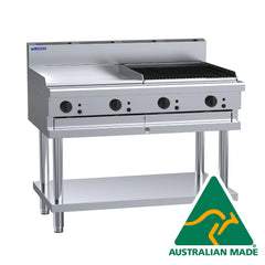 LUUS 600mm Wide Griddle Plate and 600mm Wide Chargrill and Shelf