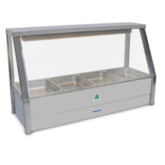 Roband Straight Glass Hot Food Display Bar, 4 pans single row with roller doors