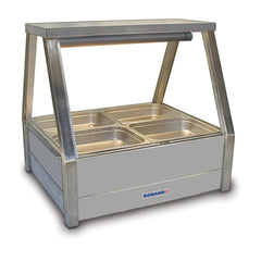 Roband Straight Glass Hot Food Display Bar, 4 pans double row with roller doors