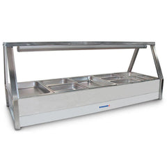 Roband Straight Glass Hot Food Display Bar, 10 pans double row with roller door