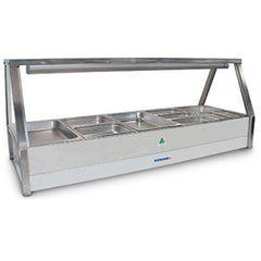Roband Straight Glass Hot Food Display Bar, 12 pans double row with roller door