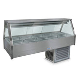 Roband Straight Glass Refrigerated Display Bar - Piped and Foamed only (no motor), 12 pans