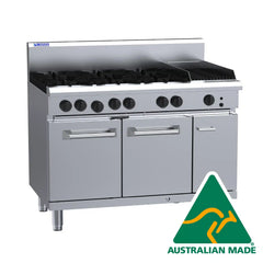 LUUS 6 Burners, 300 Wide Chargrill and Oven