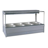 Roband Square Glass Hot Food Display Bar, 8 pans double row with roller doors
