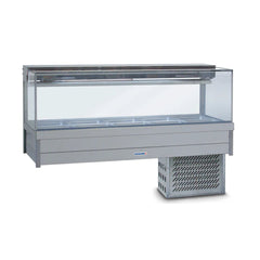 Roband Square Glass Refrigerated Display Bar, 12 pans
