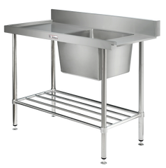 Simply Stainless Left Dishwasher Inlet Bench with Splashback 1200mm Wide