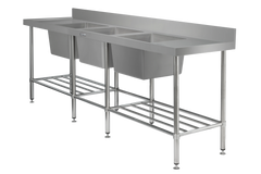 Simply Stainless Triple Bowl Sink Bench
