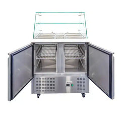 Thermocool Salad Prep Fridge High Glass Top and Sliding Glass 250L
