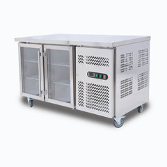 Under Bench Display Fridge - 282L - 2 Doors - Glass