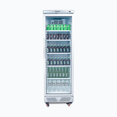 Upright Display Fridge - 372L - 1 Door - Flat Glass - White with Silver Trim