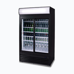Upright Display Fridge - 945L - 2 Doors - Sliding - Flat Glass - Lightbox
