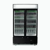 Upright Display Fridge - 960L - 2 Doors - Flat Glass - Cassette - Black