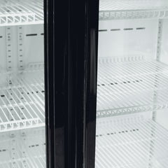 Upright Display Fridge - 960L - 2 Doors - Flat Glass - Cassette - Black
