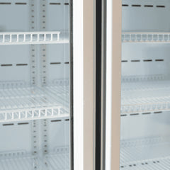 Upright Display Fridge - 960L - 2 Doors - Flat Glass - Cassette - White