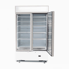 Upright Display Fridge - 960L - 2 Doors - Flat Glass - Cassette - White