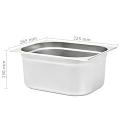 1/2 GN pan 150 mm deep with measurements
