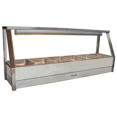 Roband Straight Glass Hot Food Display Bar, 6 pans single row with roller doors