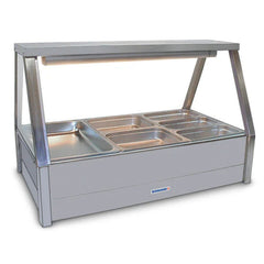 Roband Straight Glass Hot Food Display Bar, 6 pans double row with roller doors