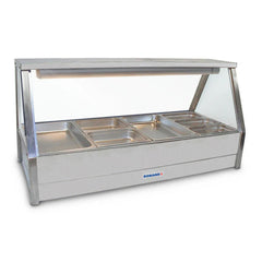Roband Straight Glass Hot Food Display Bar, 8 pans double row with roller doors