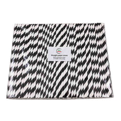 Chef Primo Black and White Stripe Paper Straw - 3 Ply - D6mm x L200mm (250pcs/Bag, 10 Bags/Carton)