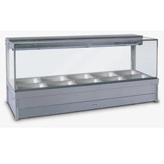 Roband Square Glass Hot Food Display Bar, 12 pans double row with roller doors