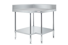 Simply Stainless Corner Bench with Splashback 900mm Wide w/Undershelf