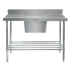Simply Stainless Single Bowl Sink Bench with Splashback 600mm Deep
