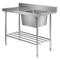 Simply Stainless Dishwasher Inlet Bench with Single Bowl Sink 700mm Deep