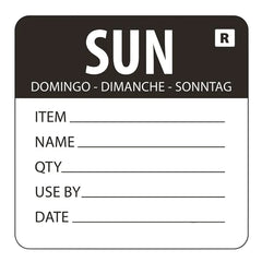 Removable Food Prep Label Sunday
